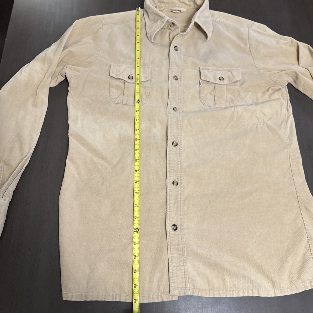 Vintage Levis Button Up Shirt Large Tan Corduroy Big E For Men 70s 80s - Picture 12 of 15
